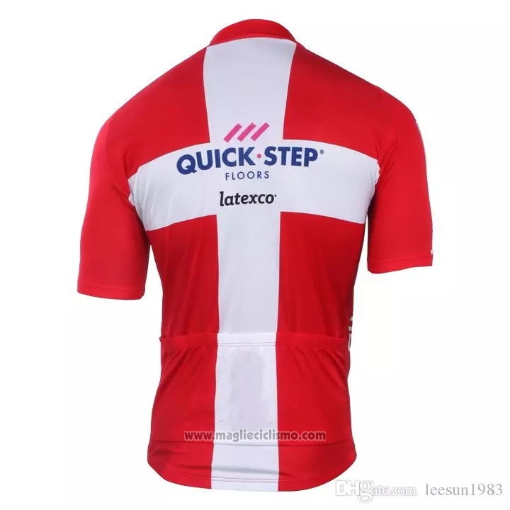 2018 2019 Abbigliamento Ciclismo Quick Step Floors Campione Danimarca Manica Corta e Salopette